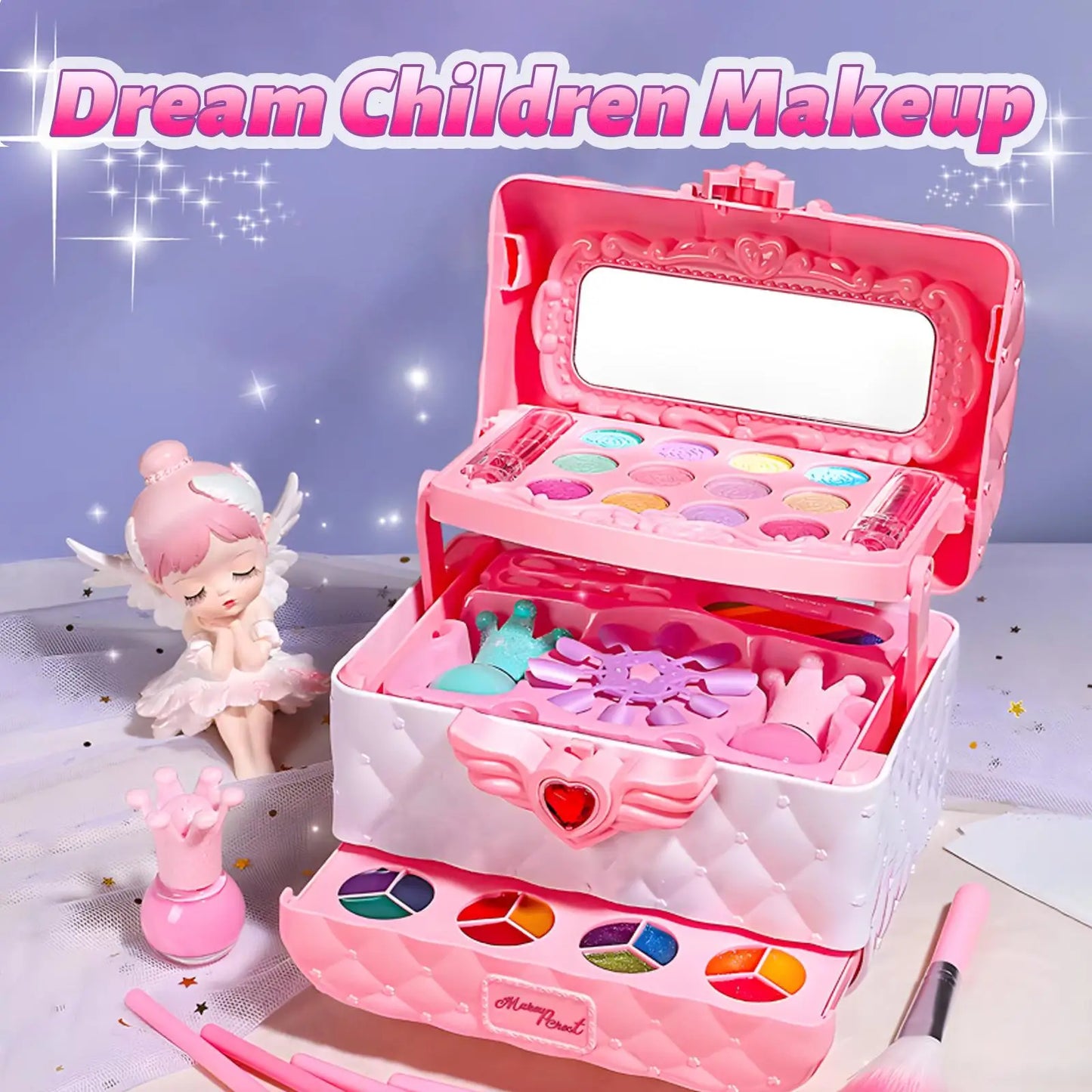 Kids Multi-Layered Foldable Pretend Play Makeup Set for Girls - Educational Toy