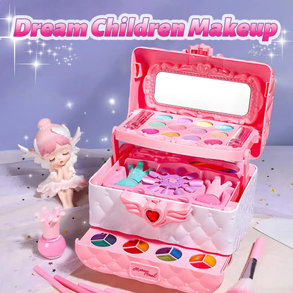 Kids Multi-Layered Foldable Pretend Play Makeup Set for Girls - Educational Toy