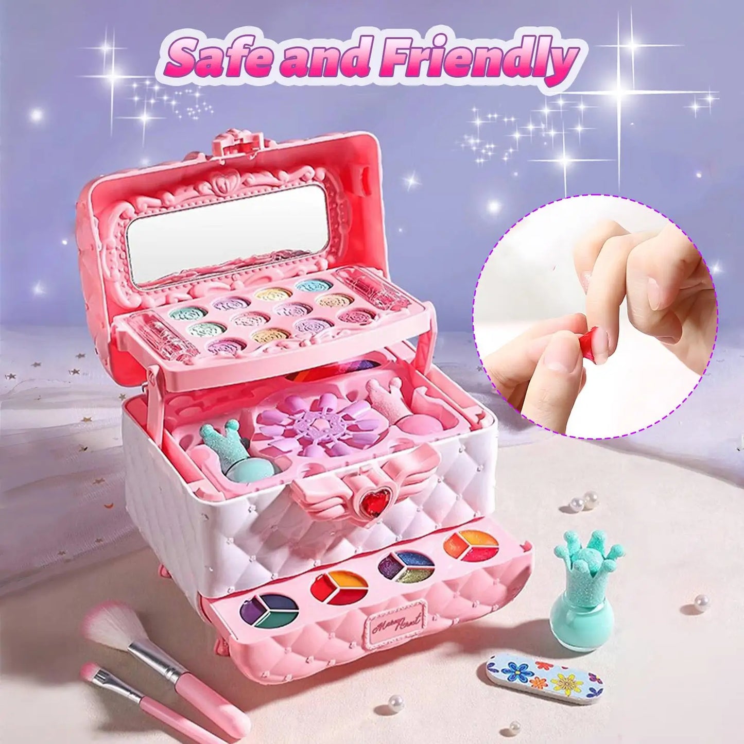 Kids Multi-Layered Foldable Pretend Play Makeup Set for Girls - Educational Toy